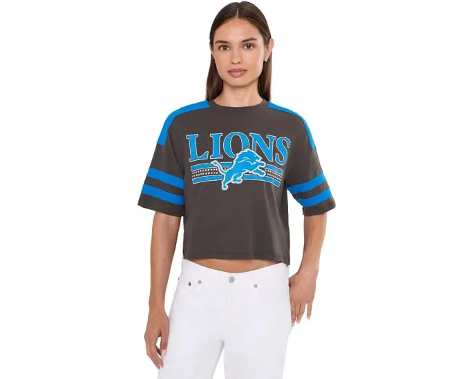 Футболка NFL Detroit Lions Bling в полоску с вырезом Junk Food Clothing