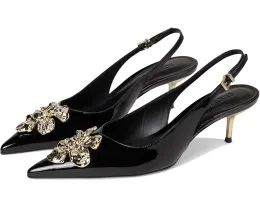 Туфли Schutz Flora Mid на низком каблуке с золотистым цветком и ремешком