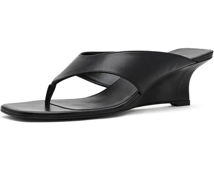 Босоножки Vinnie Wedge Thong 50 на танкетке с открытым квадратным носком из натуральной кожи