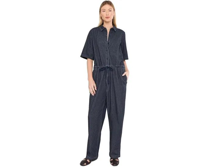 Комбинезон Organic Cotton Indigo Knit из хлопка с классическим воротником Eileen Fisher