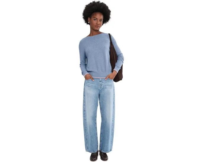 Свитер Lilla P с широким вырезом и контрастной отделой низа