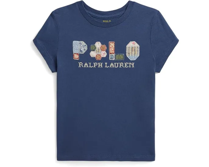 Футболка из хлопкового джерси с патчворк логотипом для детей Polo Ralph Lauren