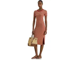 Платье Striped Cotton-Blend Ribbed Tee в полоску с ребристой вязкой Lauren Ralph Lauren