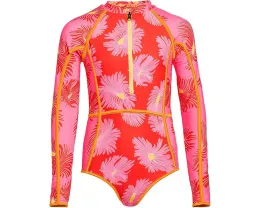 Обратный детский цельный купальник Maaji Kids Water Blossom Moorea с длинными рукавами и V-образным вырезом