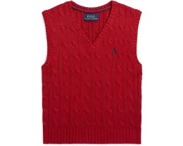 Хлопковый жилет с косой вязкой Polo Ralph Lauren Kids для малышей и младших детей