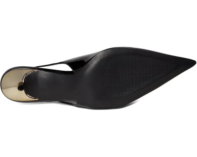 Туфли Schutz Flora Mid на низком каблуке с золотистым цветком и ремешком