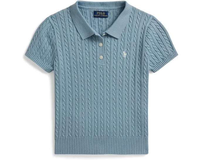 Свитер-поло из хлопка с мелким жаккардом Polo Ralph Lauren Kids для детей постарше