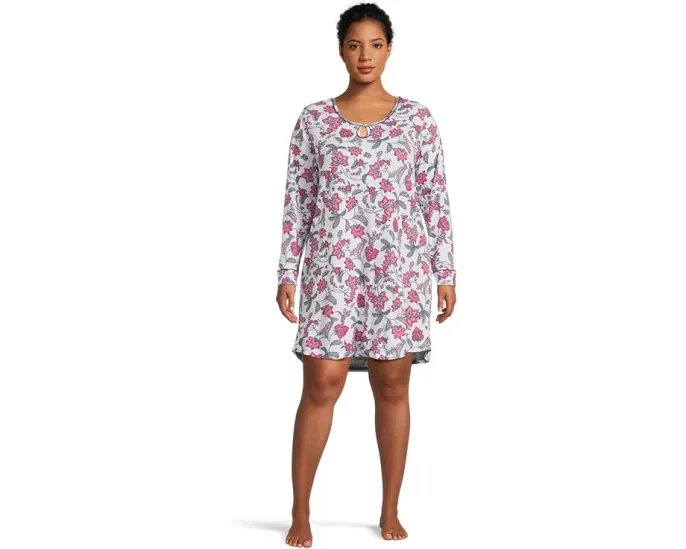 Ночная сорочка Karen Neuburger большого размера с длинным рукавом и праздничным принтом