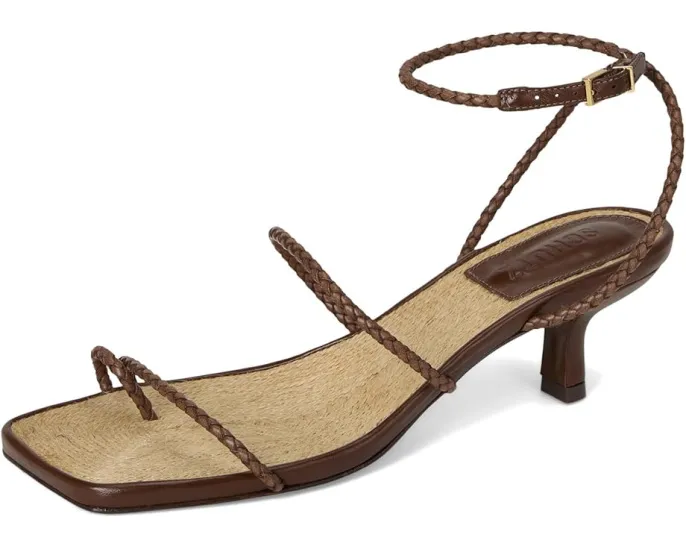 Босоножки Schutz Kaya Straw Mid на шпильке с квадратным носком