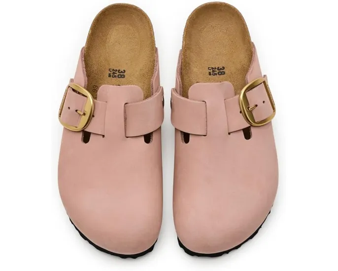 Клоги Birkenstock Boston Big Buckle из нубука с пробковой стелькой