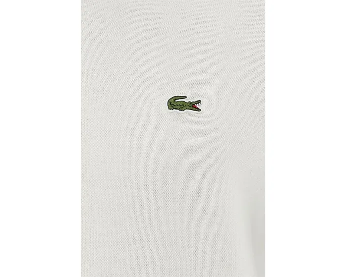 Свитер Lacoste из хлопка с круглой горловиной и контрастной линией на манжете