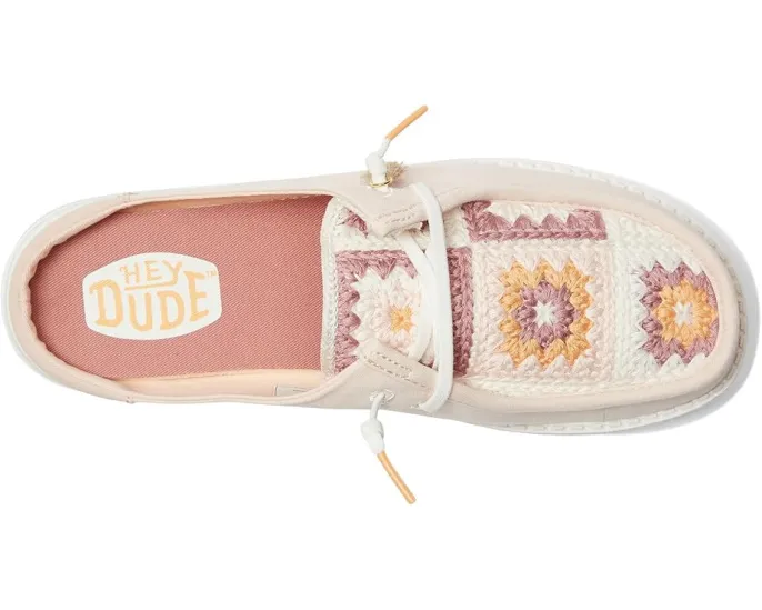 Слипоны Hey Dude Wendy Slip Cottage Crochet с вышитым верхом и стелькой из EVA