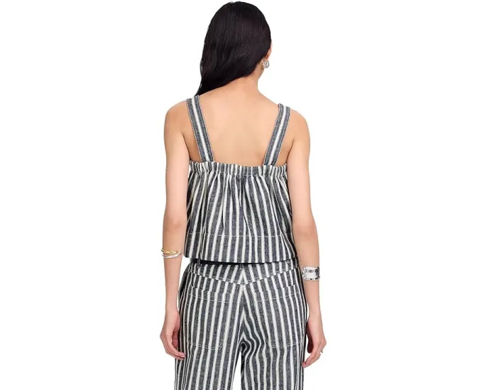 Madewell Shania Top - Striped Twill Linen с квадратным вырезом