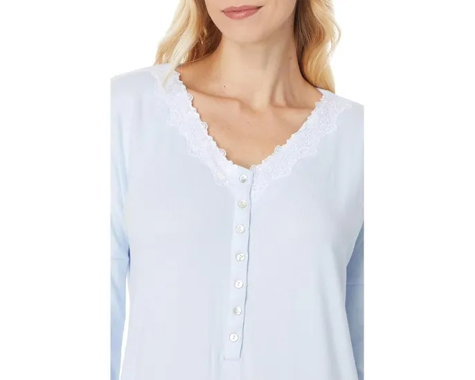 Халат Eileen West из трикотажа с длинным рукавом и кружевной отделкой