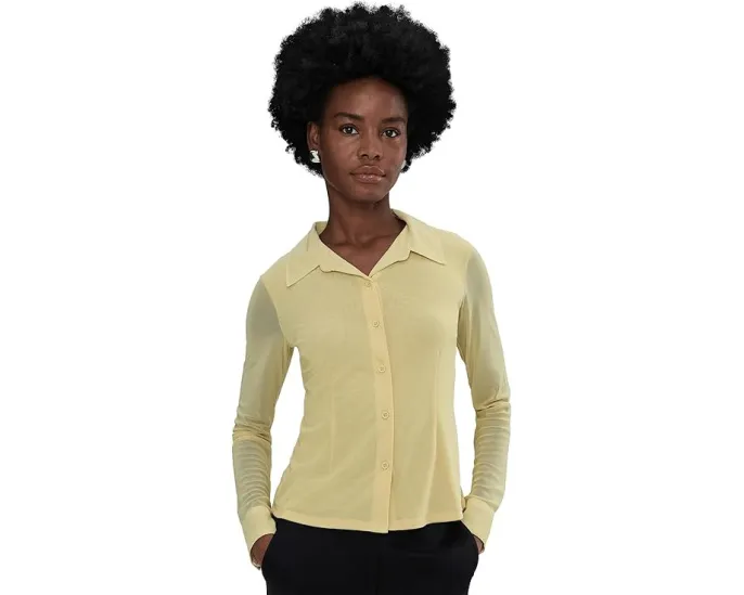 Приталенная рубашка Sanctuary Fitted Mesh с длинными рукавами