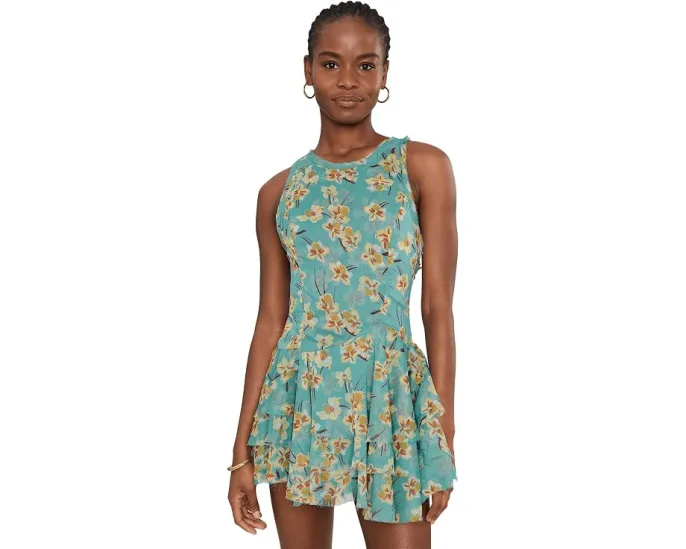 Мини-платье Free People Raven с принтом и рюшами