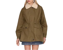 Хлопковая куртка Avec Les Filles с искусственным воротником из овчины и кулиской