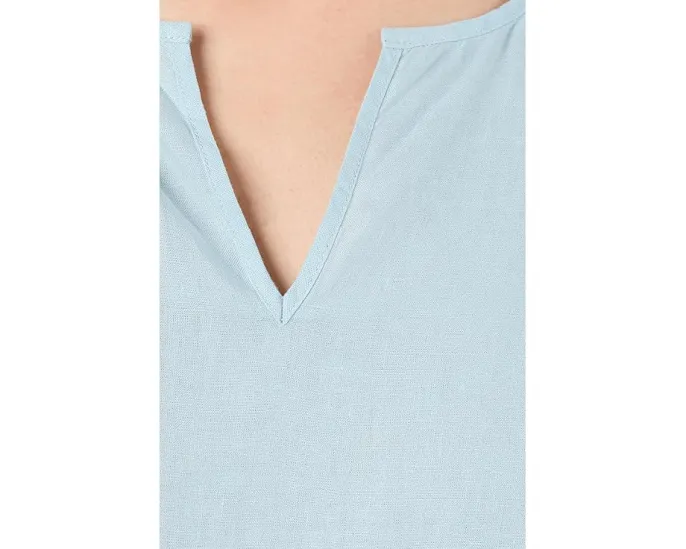 Organic Handkerchief Linen Split Neck Top