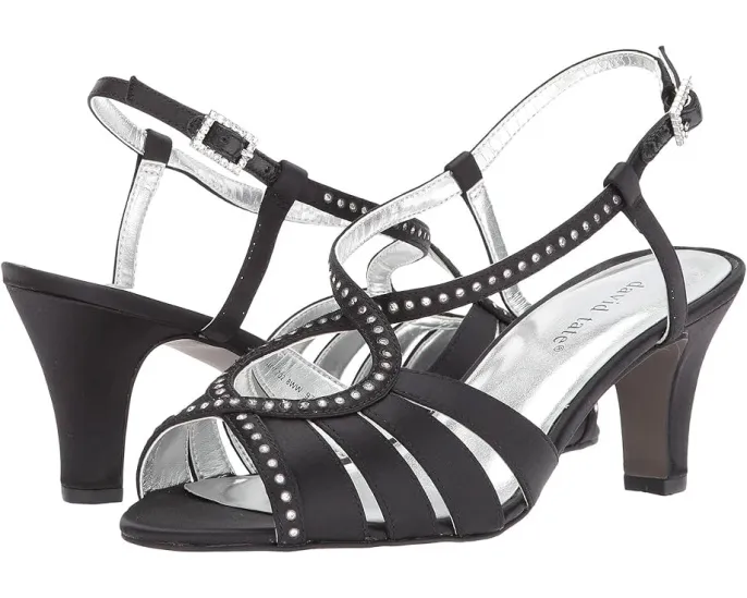 Сандалии Whisper на регулируемой шлейке с открытым носком и стразами David Tate