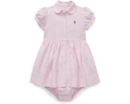 Детское платье Polo Ralph Lauren Kids в полоску с воланами и пышными рукавами