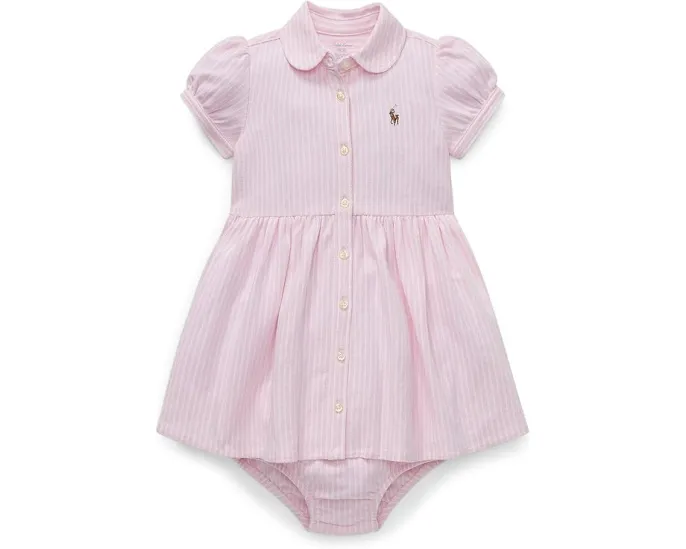 Детское платье Polo Ralph Lauren Kids в полоску с воланами и пышными рукавами