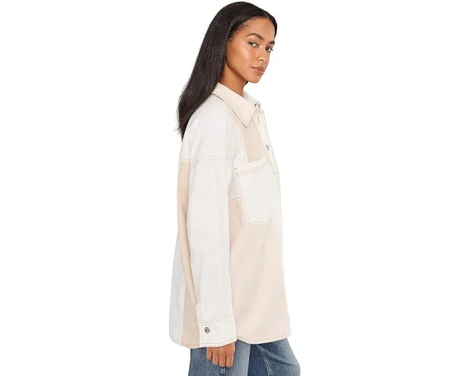 Рубашка Free People Ivory Mountain Roads из денима в стиле пэчворк