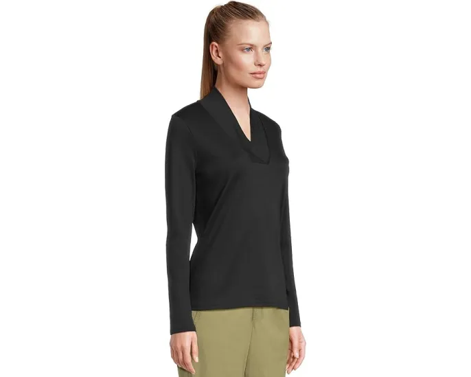 Футболка L.L.Bean Pima Shawl с длинным рукавом из влагоотводящего хлопка