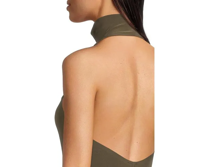 Вечернее платье Norma Kamali Halter Turtle Side Slit Gown с высоким воротником и разрезом