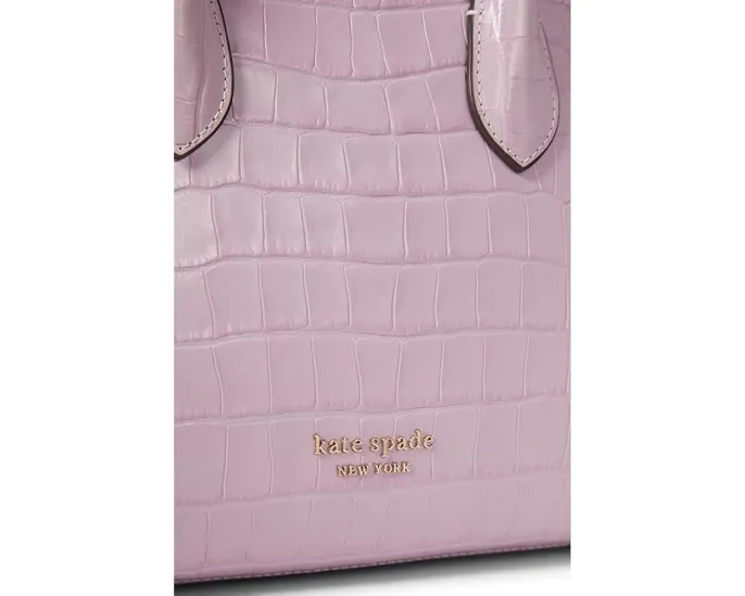 Knott Croc Embossed Leather Medium Zip Top Satchel