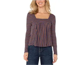 Топ Liverpool Los Angeles с квадратным вырезом и длинным рукавом в полоску