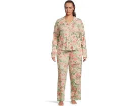Пижамный комплект Karen Neuburger большого размера с отделкой пико и цветочным принтом