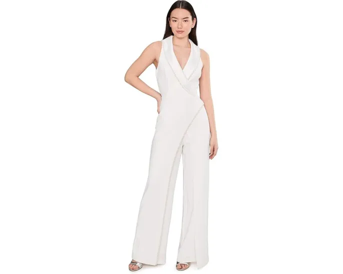 Комбинезон Pearl Crepe с жемчужным декором от Adrianna Papell