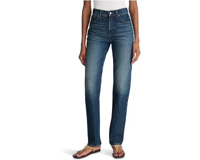 Madewell Длинные прямые джинсы Greendale Wash с высокой посадкой и пятью карманами