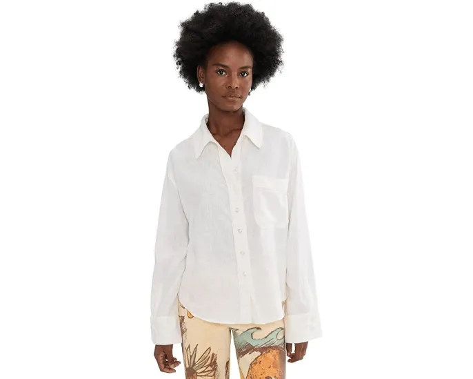 Блуза Linen Laurel Free People с корсетным силуэтом и вышивкой