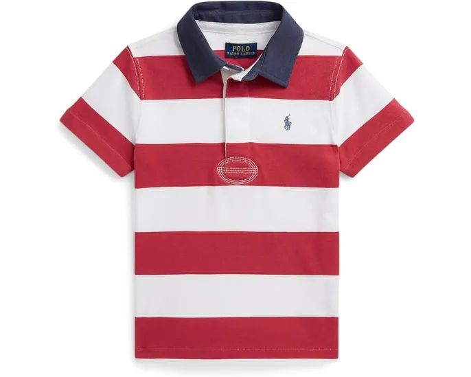 Рубашка-регби Polo Ralph Lauren из хлопкового джерси в полоску с коротким рукавом для малышей и детей младшего возраста