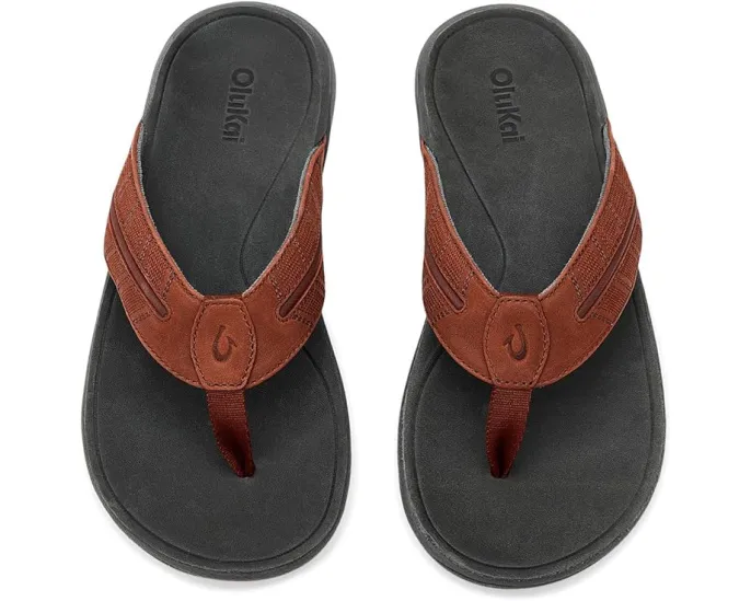 OluKai сандалии Tuahine Palm с водонепроницаемой кожей и вышивкой