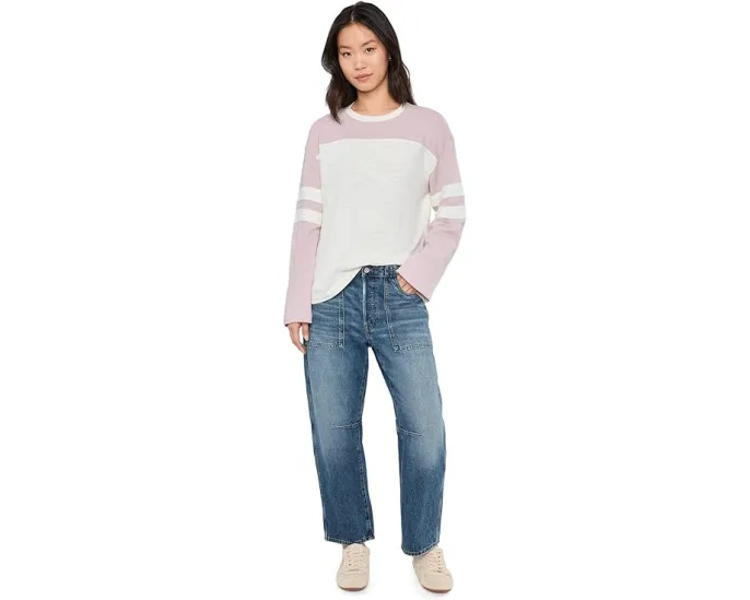 Длинная футболка Faherty Sunwashed Slub Varsity Long Sleeve Tee из органического хлопка