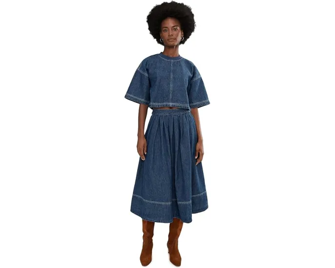 Джинсовый комплект Free People Westley с плиссированной юбкой