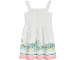 Платье Border Print Dress с рюшами и квадратным вырезом