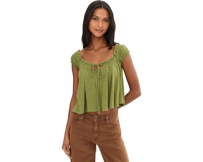 Струящийся топ Dahlia с завязкой из хлопка и льна Free People We The Free