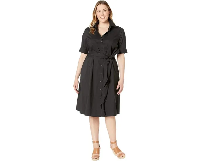 Платье-рубашка Lauren Ralph Lauren Plus из хлопка с поясом