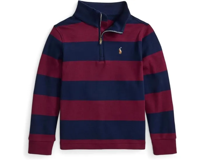 Поло с капюшоном в полоску из хлопкового интерлока Polo Ralph Lauren Kids для малышей и детей