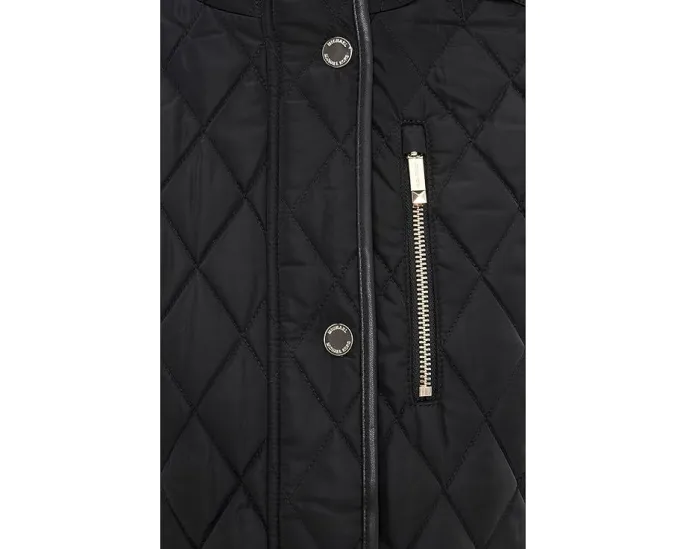 Стеганая куртка с капюшоном и кожаными вставками MICHAEL Michael Kors