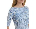 Paisley Stretch Cotton Boatneck Tee