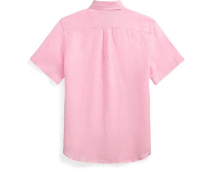 Льняная рубашка Polo Ralph Lauren с коротким рукавом для детей