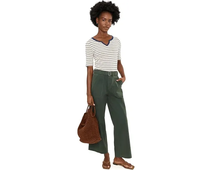 Футболка Nzt Elbow Sleeve Stripe Notch с вырезом NIC+ZOE