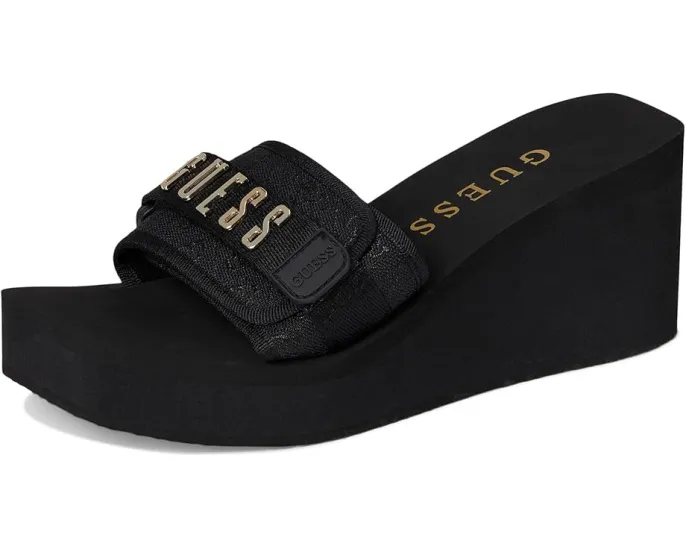 Босоножки GUESS Dellean на платформе с квадратным носком и стразом