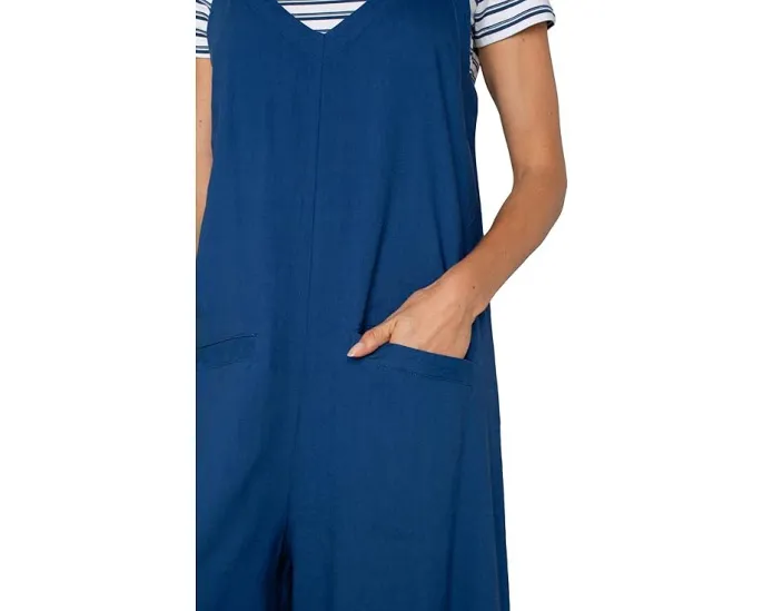 Комбинезон Wide Leg Crop Jumpsuit от Liverpool Los Angeles с регулируемыми бретелями голубой