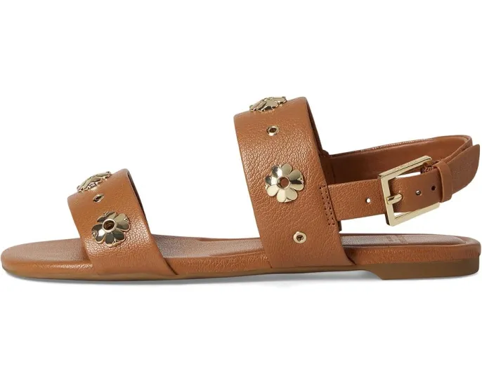 Плоские сандалии Spade Flower Stud из тисненой кожи с регулируемой задней лямкой