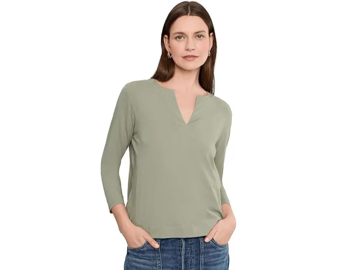 Топ Lilla P Side Slit Split Neck с V-образным вырезом и удлиненным подолом